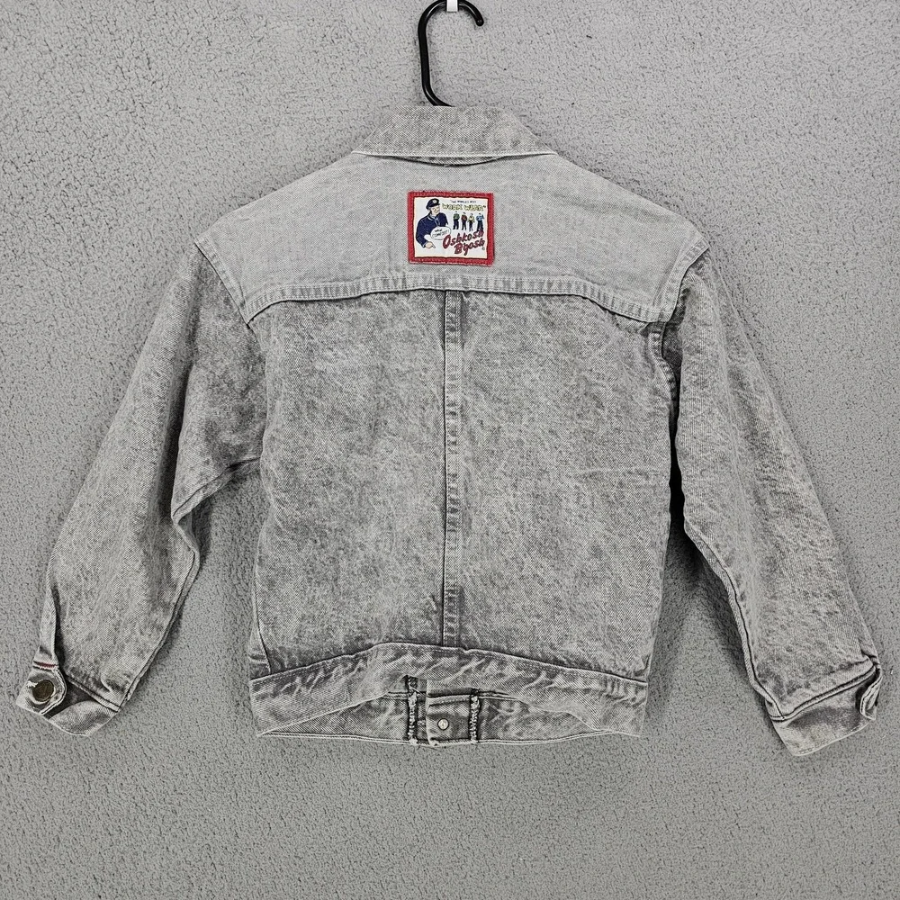 Vintage OshKosh B'gosh Jacket Kids 10 Gray Herringbone Denim Workwear 90s USA